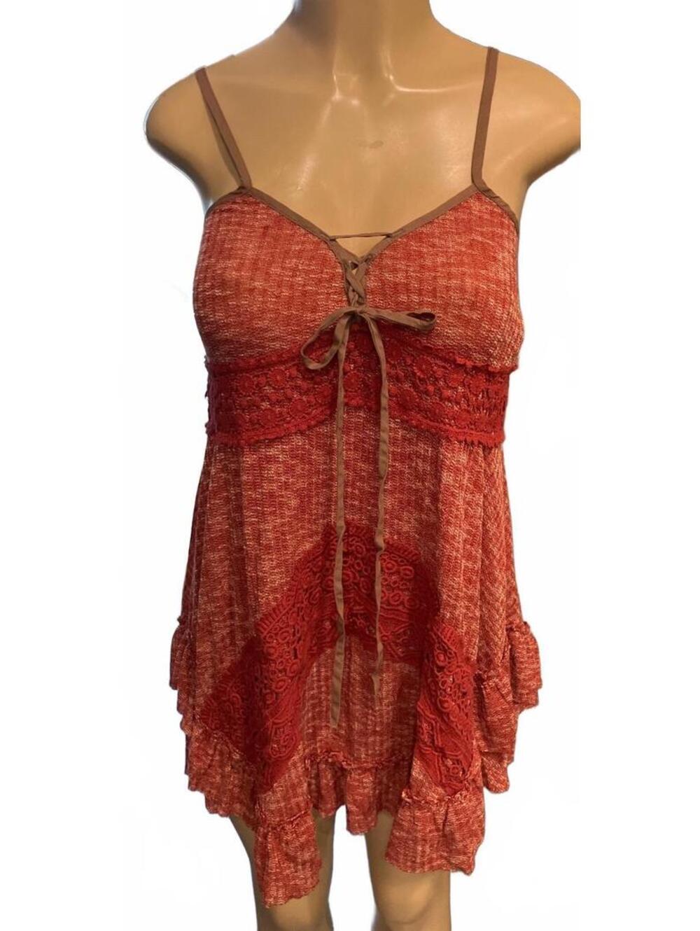 Pre Loved Bohemian Style Lace Accent Spaghetti Strap Dress